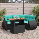 vidaXL Set mobilier de grădină cu perne, 5 piese, negru, poliratan 3327256