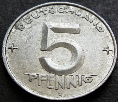 Moneda 5 PFENNIG - RD GERMANA / GERMANIA DEMOCRATA, anul 1952 *cod 2749 B foto