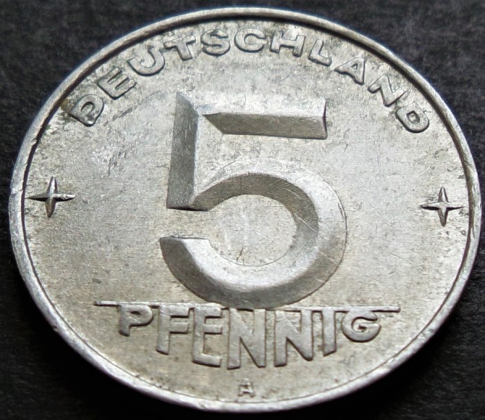 Moneda 5 PFENNIG - RD GERMANA / GERMANIA DEMOCRATA, anul 1952 *cod 2749 B