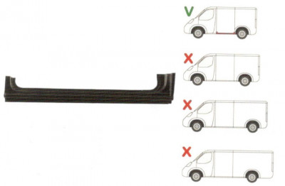 Prag Mercedes Sprinter 209-524 (W906) 07.2006-2017, VW Crafter (2E) 12.2005-04.2017 ,partea Dreapta sub usa culisanta, lungime 1310mm, pentru Modelul foto