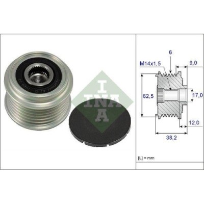 Fulie alternator **normal::** Hyundai Sonata 5 (NF); Kia Carens 2 (FJ), Carens 3 (UN), Magentis 2 (MG); Toyota Auris (E15), Corolla (E12), 2.0 VVTi, foto