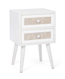 Cumpara ieftin Comoda 2 sertare mdf alb rattan natur Montiel 37x31.5x56 cm