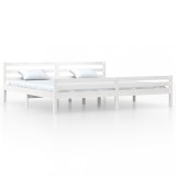 Cumpara ieftin Cadru de pat, alb, 200x200 cm, lemn masiv de pin