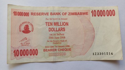 Zimbabwe- 10000000 dollars 2008 foto