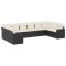 Set canapele de gradina cu perne, 10 piese, negru, poliratan