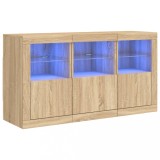 Servanta cu lumini LED, stejar sonoma, 123x37x67 cm