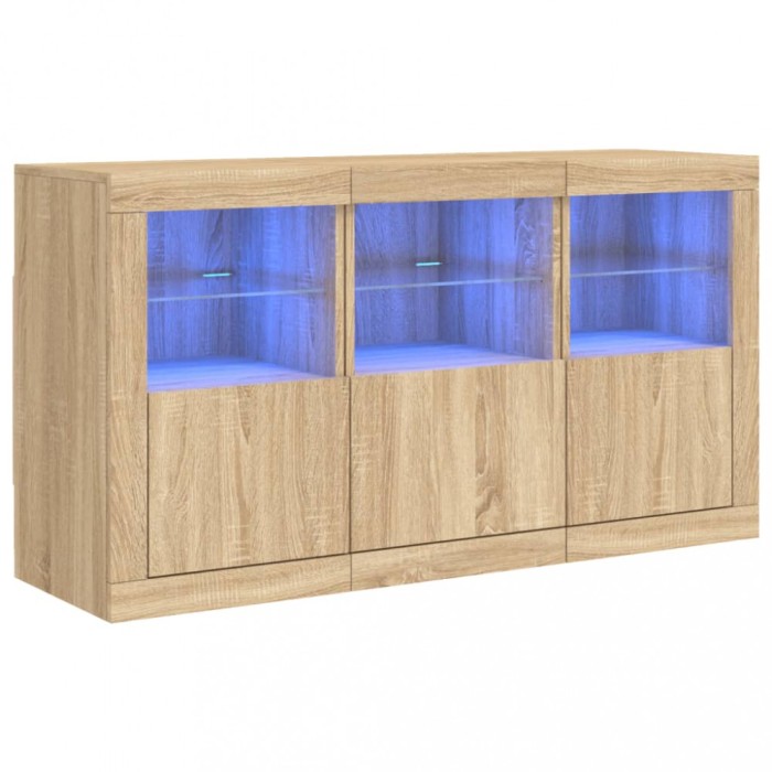 Servanta cu lumini LED, stejar sonoma, 123x37x67 cm