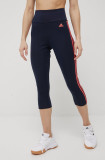 Cumpara ieftin Adidas leggins de antrenament 3-stripes femei, culoarea albastru marin, cu imprimeu
