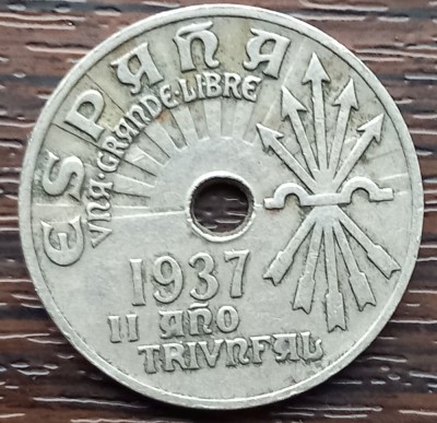 (S) MONEDA SPANIA - 25 CENTIMOS 1937 foto