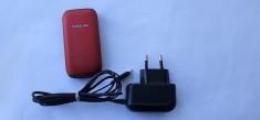 TELEFON SAMSUNG GT-E1190 + INCARCATOR , FUNCTIONEAZA , PROBAT CU CARTELA ORANGE .