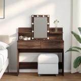 Cumpara ieftin Masă de toaletă cu LED, stejar maro, 100x40x130 cm