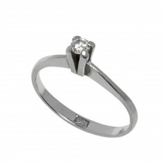 Inel din aur alb 9K cu diamant, model de logodna, circumferinta 46 mm foto