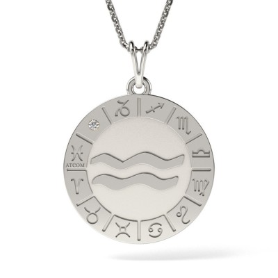 Lantisor cu pandantiv din argint model Aquarius foto