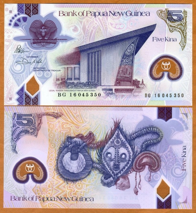 !!! PAPUA-NOUA GUINEE - 5 KINA 2016 - P 51 a - UNC/ MICSORATA/ POLIMER/SEMN. NOI