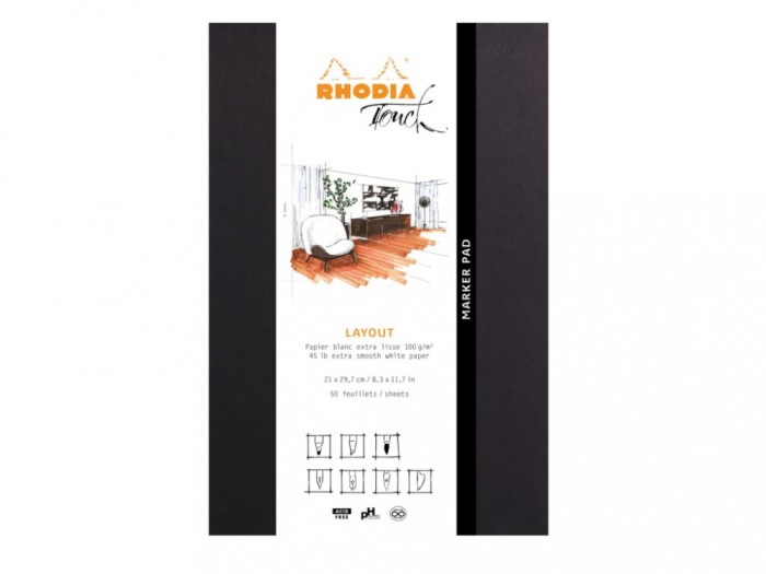 Blocnotes grafic A4+ (21 x 31,8 cm), 50 file, portrait Rhodia Touch Layout