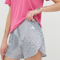 Adidas Performance pantaloni scurți de alergare Adizero femei, culoarea gri, modelator, medium waist