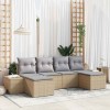 VidaXL Set de canapele pentru grădină cu pernă 6 pcs Bej Rattan poli 3347170