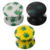 Piercing pentru ureche - frunze de marijuana - Lățime: 16 mm, Culoare Piercing: Galben