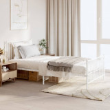 VidaXL Cadru de pat metalic cu tăblie de cap/picioare, alb, 100x200 cm