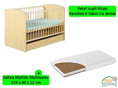 Patut Cu Sertar Klups Karolina II Natur + Saltea 12 MyKids MyDreams II foto