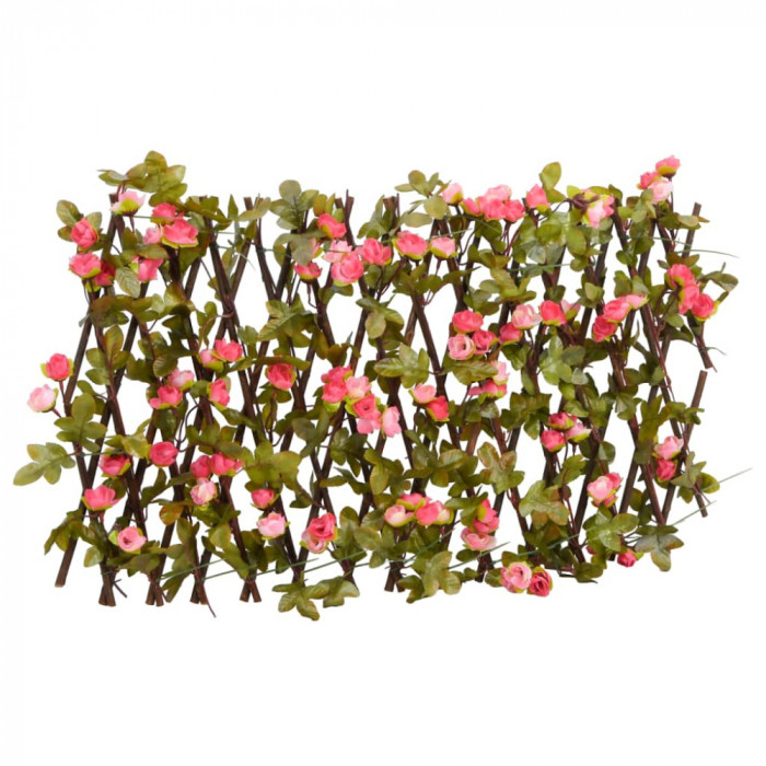 &nbsp;Spalier cu iedera artificiala extensibil, roz &icirc;nchis, 180x30 cm GartenMobel Dekor