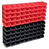 VidaXL Set cutii depozitare 96 piese cu panouri de perete, roșu&amp;negru