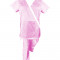 Costum Medical Pe Stil, Roz cu Elastan cu Garnitură alba si pantaloni cu dungă alba, Model Marinela - L, XS