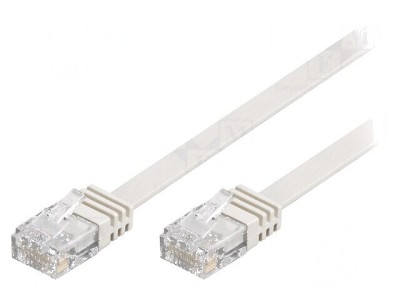 Patch cord U/UTP 5e litat CCA PVC alb 1,5m cablu plat foto