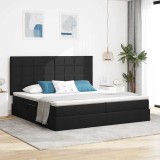 Cumpara ieftin Pat cu LED si saltea Negru 200 x 200 cm Tesatura