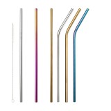 Set 6 paie reutilizabile metal si perie curatare, multicolor