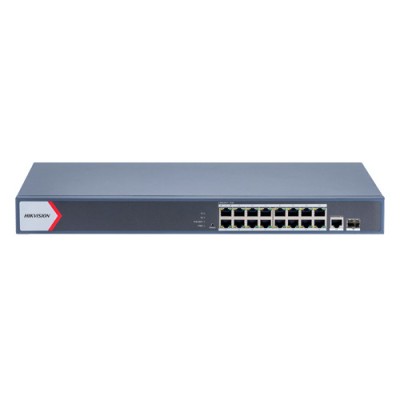 Switch 16 porturi PoE Gigabit, 1 port RJ45 Gigabit, 1 port SFP Gigabit, Smart Management - HIKVISION DS-3E1518P-EI SafetyGuard Surveillance foto