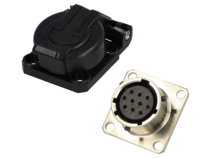 Conector circular cu flanșă, 10 pini
