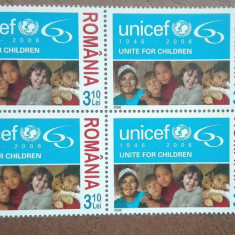 TIMBRE ROMANIA MNH LP1751/2006 UNICEF -60 de ani - bloc de timbre