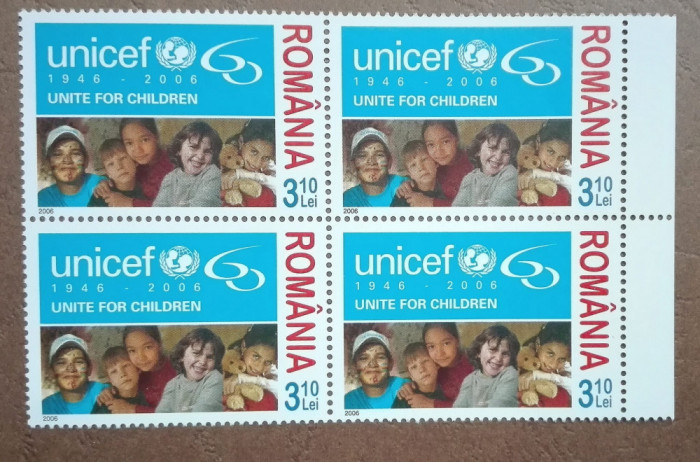 TIMBRE ROMANIA MNH LP1751/2006 UNICEF -60 de ani - bloc de timbre