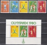 Surinam 1980 - Jocurile Olimpice - Moscova, Serie + Colita, MNH, Nestampilat