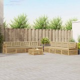 vidaXL Set de canapele de exterior cu pernă 9 pcs Alb și Bej Poliester 3390228