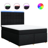 Cumpara ieftin Pat box spring cu saltea, negru, 140x200 cm, textil