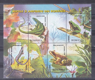 A11 TX2 10 - 2003 - Reptile si amfibieni din Romania - bloc foto