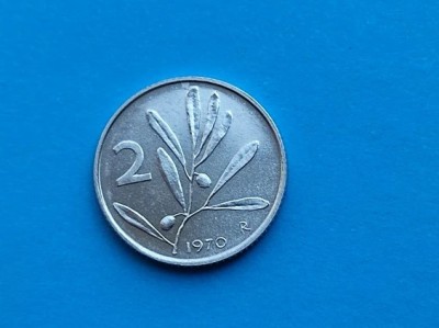 2 Lire 1970 Italia-UNC-Luciu de batere foto