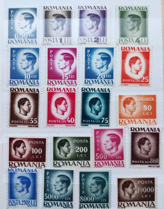 ROMANIA 194/1947 - Mihai I - Uzuale - serie MNH** LP 187 nestampilat