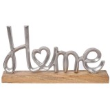 Decoratiune Herum&reg;, pentru masa cu baza din lemn si text, Argintiu, 32 x 5 x 17 cm