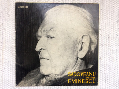 sadoveanu despre eminescu poezii disc vinyl 10&amp;quot; mijlociu electrecord EXD1051 VG+ foto