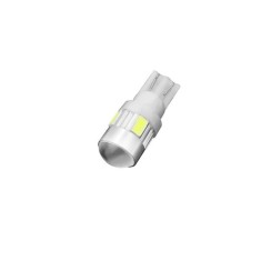 Bec auto T10 plastic cu 6 led-uri 5630 cu lupa