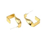 Cercei patrati aurii cu pin argint