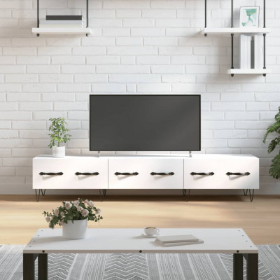 Comoda TV, alb, 150x36x30 cm, lemn prelucrat foto