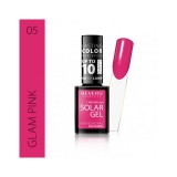 Lac de Unghii Solar Gel Revers Roz Glam Pink 05, 12ml - Efect Gel, Uscare Naturala, Rezistenta 10 Zile