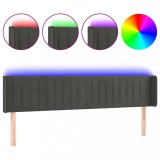 Cumpara ieftin Tablie de pat cu LED, gri inchis, 203x16x78/88 cm, catifea
