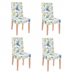 Set 4 huse scaun dining/bucatarie, din spandex, model floral, multicolor foto