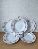 Lot 5 farfurii adanci portelan fin model floral