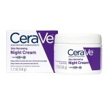 Cremă de noapte CeraVe Skin Renewing, hidratantă pentru ten uscat, cu niacinamidă și acid hialuronic, 48 g